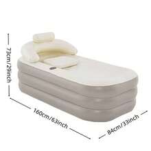 3-Layer Thick PVC Inflatable Bathtub With Zipper Insulation Cover, Built-In Backrest, Armrest And Inflatable Pillow, Comfortable Bathing Tub With Convenient Drainage System, Foldable And Portable, Non-Slip Bottom Design, Large Capacity For Home SPA, Sauna, Muscle Recovery, Suitable For Indoor, Bathroom, Balcony, Outdoor Camping, RV, Hotel - Multicolor - View 9
