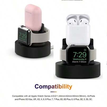 1pc Minimalist Classic Silicone Base 3-In-1 Stand Compatible With Apple Watch Charger Holder, Compatible With Apple Watch Ultra/SE/8/7/6/5/4/3/2/1 38/40/41/42/44/45/49mm, For Women And Men