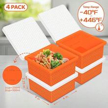 Silicone Freezer Molds For Soup Cubes - 2-Cup Freezer Storage Container Tray With Lid, 4 Pack Stackable Ice Cube Trays For Portion Control,Food Storage & Meal Prep,Oven & Dishwasher - 橘子 - 查看 3