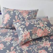 3件套100%涤纶磨毛玫瑰印花床笠套装[1个床笠+2个枕套]，适用于卧室，四季皆宜。 - 薔薇 - 查看 11