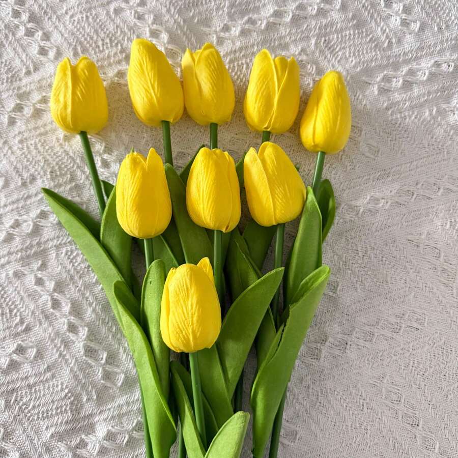12 pezzi profumo di fiori di tulipano artificiali, adatti come centrotavola, decorazione per tavolo da pranzo, per occasioni come San Valentino, Festa della Mamma, Ringraziamento e decorazione da giardino - Multicolore - Visualizzare 1