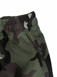 Women's Fashion Casual Camouflage Cargo Shorts, Drawstring Waist, Utility Pockets, Suitable For Summer Leisure, Outdoor Sports Or Daily Casual Wear - Army Green - View 5