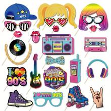 Set de decorațiuni pentru petreceri cu tematică anii '90, 27 de bucăți, banner retro din hârtie și spirale agățate, articole de petrecere în stil disco rock hip hop, potrivit pentru decor vintage pentru petreceri de ziua de naștere - Vizualizare 4