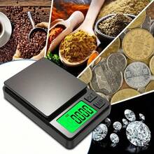 [500g 精密電子秤] 數位口袋秤，500g/0.01g 精度，LCD 背光克重稱量工具，塑膠材質，電池供電，附歸零功能，適用於珠寶、食品、盎司/克令，不含電池 - 黑色 - 查看 2