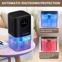 Portable Home Dehumidifier, 7-Color Gradient Light, Pull-Out Water Tank For Easy Cleaning, Semiconductor Condensation Dehumidification Technology, Designed For Bedroom, Basement, Bathroom, Garage, Closet, Kitchen, Office And RV, Quiet Operation - View 6