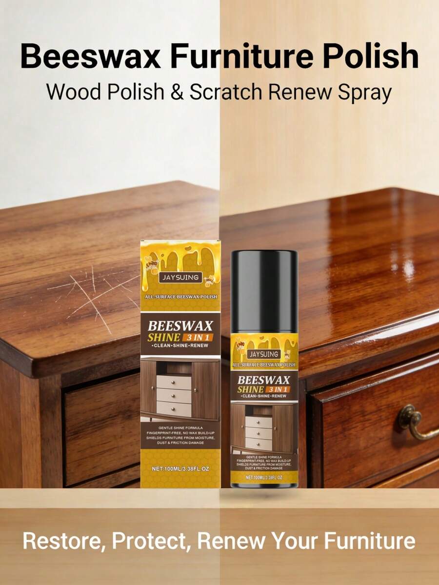Beeswax Furniture Polish - Natural Wood Polishing And Scratch Repair Spray For Tables, Chairs, Cabinets. Designed For Lubricating And Polishing Furniture Surfaces.