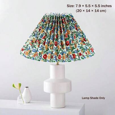 1/2pcs Pleated Lampshade With Flowers, Vintage Retro Lampshade For Bedside Table Lamp Floor Lamp, E27 Bulb Compatible, Romantic Home Decor, Bedroom Living Room Ambient Light, Modern Farmhouse Boho Style -Lamp Shade Only