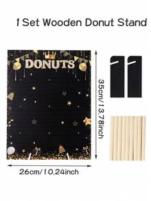 1 Stück schwarzer goldener Holz-Donut Präsentationsständer, Größe 35*26cm, hält 9-16 Donuts, geeignet für Geburtstagsdekoration, Hochzeitsfeier, Donut-Präsentation, Party-Tischdekoration, Tisch-Mittelstück, Baby-Shower, Jubiläums-/Feiertagsparty, Geburtstagsnachtisch-Präsentation, Wohndekoration. Diese rechteckige Ablage kann als dekorativer Ständer zum Präsentieren von Donuts verwendet werden und verleiht Ihrem Esstisch einen charmanten Akzent, DIY Dessert-Dekorationselement - schwarzes Gold - Übersicht 5