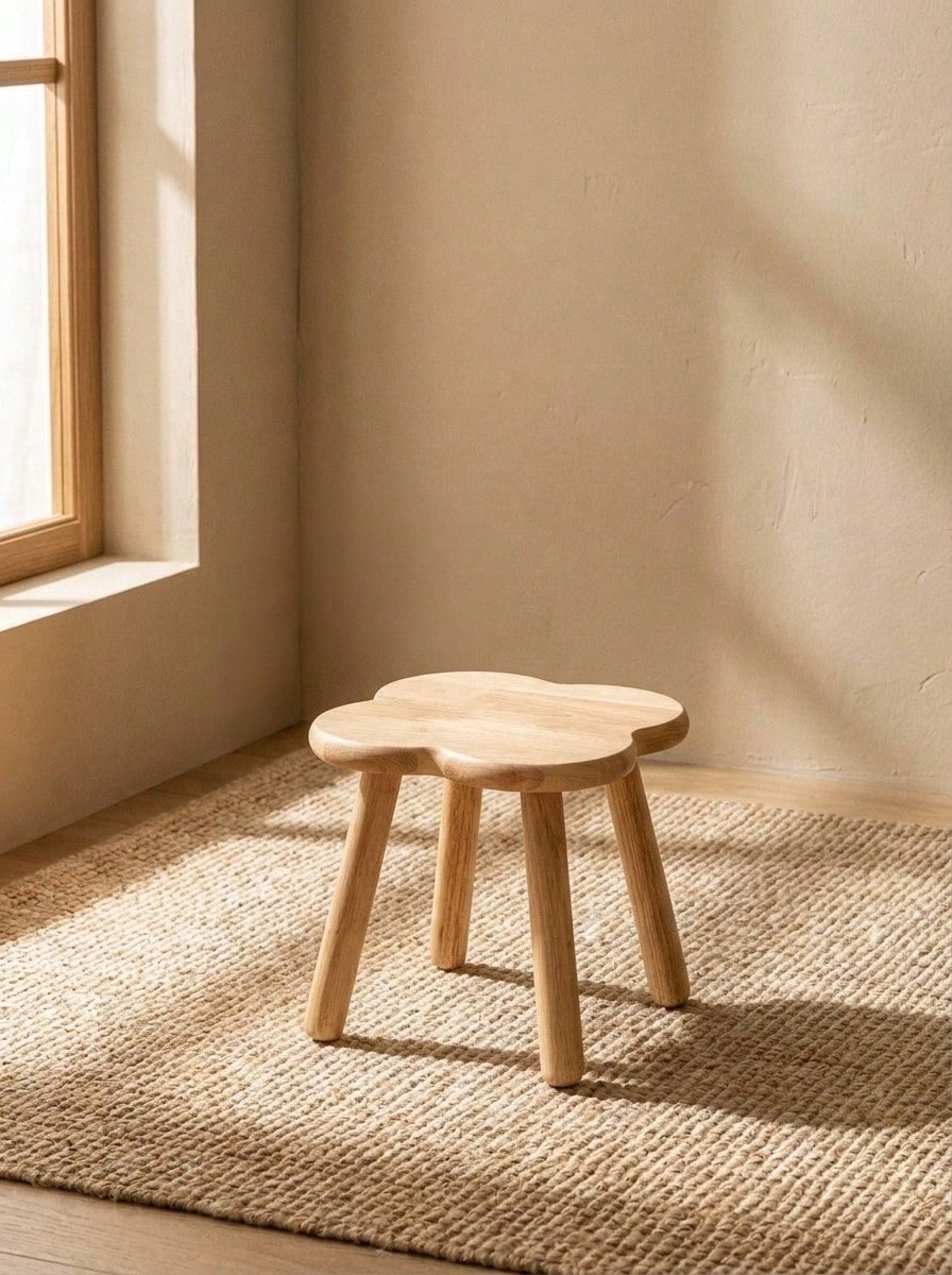 Cirelle 1pc Premium Wooden Flower Stool, Living Room Sofa Side Bench, Home Shoe Changing Stool, Small Chair, Flower Pot Stand, Modern Decorative Table, Flower Pot Holder