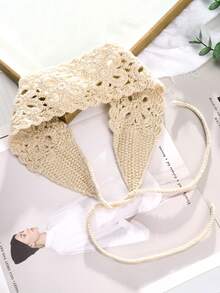 1件米色钩编发带，女士波西米亚镂空发带，日常/海滩/度假发型配饰 - 彩色 - 查看 4