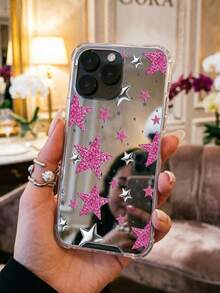 Rose Red Star Mirror Phone Case Compatible With IPhone 13/11/17/17pro/16/14/15/15pro/15 Plus/15 Promax/7plus/8plus/X/Xs Max/Xr/11pro/12pro/13pro/14pro/12mini/13mini/11promax/12promax/13promax/14promax/14plus/17pro Max/17Air/6/6s Plus/7/8/16Pro/16plus/16promax/Se2/17promax & Compatible With Samsung Galaxy A54/A14/A12/A13/A15/A32/A33/A24/A52S/S20/S21/S22/S23/S24/S23Plus/S24Ultra/S25/A15/A33/A23 - Multicolor - View 4