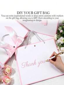 30/40/50/60/70th Anniversary Gift Elegant Black & Gold Paper Bag With Bow, Suitable For Men & Women, Anniversary Party Gift Packaging, 40th Anniversary Party Decor - Multicolor - View 3