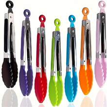 Bộ 2 kẹp nhà bếp, dài 20cm, bằng thép không gỉ với tay cầm bằng silicon và đầu bằng nylon, chống trượt, thích hợp cho vỉ nướng, nồi chiên không dầu, chảo chống dính, làm salad, phục vụ ăn uống và dọn dẹp bàn ăn, có thể dùng làm quà tặng Giáng sinh và Halloween. - Nhiều màu - Xem 3