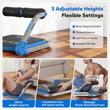 MERACH Ab Machine For Home Gym, Adjustable Ab Trainer With 3 Resistance Levels, Sit Up Exercise Equipment For Core Workout, Automatic Rebound Ab Crunch Machine, Ab Workout Equipment For Stomach - Blue - View 5
