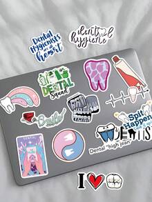 50pcs Cartoon Dental Stickers: Unique And Beautiful Designs-Perfect For Skateboards, Guitars, Planners, Tablets, Parties, Suitcases, Desktops, Envelopes, And Gift Decorations-Arts And Crafts Stickers - Multicolor - View 2
