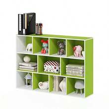 Furinno Luder Bookcase de estantería Abierta Reversible de 11 Cubos Blanco/Verde 11107WH/GR - Blanco verde - Ver 1