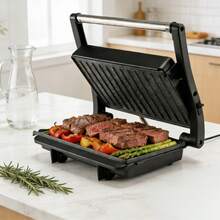 Breakfast Machine, Panini And Waffle Press, Non-Stick Coating, Dual-Sided Heating, 180° Opening, Suitable For Grilling And Toasting - Black - View 8
