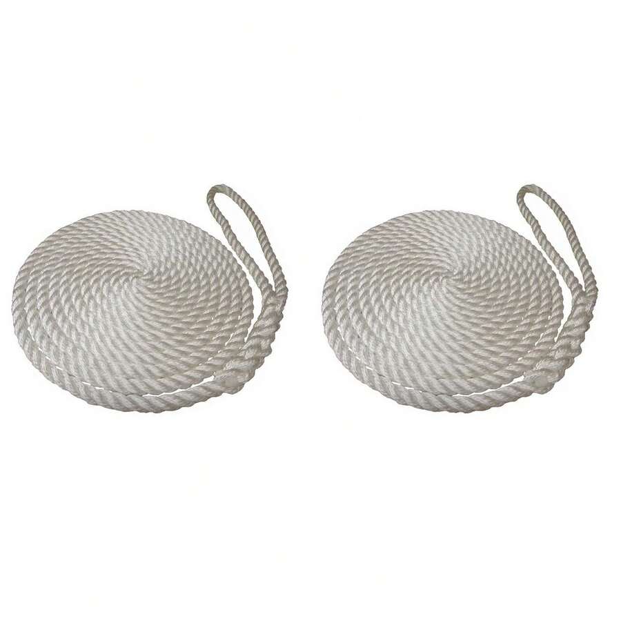 2 X 10 MTS OF 16MM WHITE SOFTLINE MOORING ROPES / WARPS / LINES BOATS - Multicolor - View 1