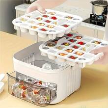 This One-Piece Ice Cube Tray Is Specially Designed For Homemade Ice Cubes, With Large Capacity, Very Suitable For Small Refrigerators, And Comes With A Lid. This Double-Layer Ice Storage Container Allows For Combined Storage. - Multicolor - View 4