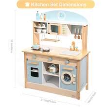 Robotime Robud Kids Wooden Toy Kitchen Set – Light Blue Dreamy Kitchen, Includes 15+ Pieces, Kitchen Games, Role-Playing Suitable For Children Aged 3 And Up - Baby Blue - View 5