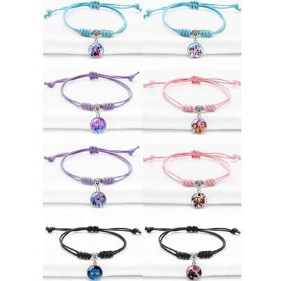 Pulsera trenzada ajustable de colores múltiples con tema de anime K-POP Vajra, pulsera de fiesta de decoración K-POP, regalo para entusiastas de anime y dibujos animados, pulsera tejida para amantes de las pulseras