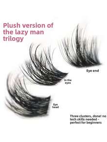 10对蓬松凌乱慵懒女孩3D水貂毛假睫毛，浓密睫毛 - 查看 4