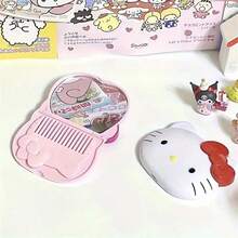 SANRIO 1個可愛粉色蝴蝶結設計便攜式口袋鏡 - 雙面緊湊旅行化妝鏡，輕巧便攜，無需電池，適合作為便攜裝飾配件 & 化妝工具 | 生動有趣的審美設計 | 光滑塑料材質 - 彩色 - 查看 7