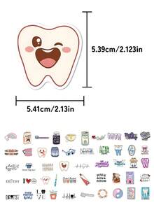 50pcs Cartoon Dental Stickers: Unique And Beautiful Designs-Perfect For Skateboards, Guitars, Planners, Tablets, Parties, Suitcases, Desktops, Envelopes, And Gift Decorations-Arts And Crafts Stickers - Multicolor - View 7