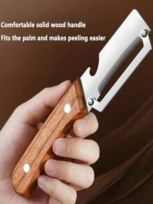 1/2/3件套多功能二合一削皮器，加厚不锈钢水果削皮刀，二合一多功能蔬菜削皮器带开瓶器，木柄不锈钢刀片厨房工具，适用于甘蔗、土豆、水果、菠萝、南瓜、胡萝卜、蔬菜等。 - 彩色 - 查看 9
