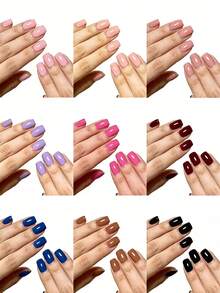 ARTAUG 432pcs Glossy Solid Color Square Nail Stickers - Easy To Use Quick Change Nail Art Set For Beginners - Suitable For Daily Wear, Work, Parties And Outings - Reusable Nail Sticker Set At Affordable Price Press On Nails - Multicolor - View 4