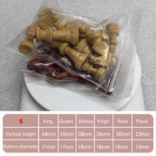 1 Juego de 32 piezas de ajedrez de plástico sólido con textura de grano de madera, portátil, disponible en varios tamaños - Multicolor - Ver 12