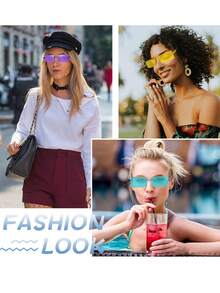 12/6pcs Candy Color Frameless Square Glasses, Y2K Transparent Rimless Rectangular Suitable For Women And Men, Mixed Candy Color Glasses, Summer Beach Festival Party Gifts, Graduation Birthday Swimming Pool Party Photo Props (Random Styles And Colors) - Multicolor - View 5