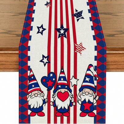 1/108 piezas Camino de mesa con diseño patriótico de la bandera estadounidense - Con un diseño vibrante de estrellas y rayas rojas y azules, hecho de poliéster duradero, perfecto para celebraciones del 4 de julio, el Día de los Caídos y el Día del Trabajo, agrega un toque festivo a cualquier mesa de comedor