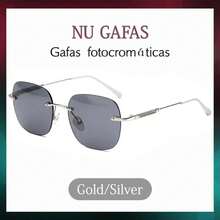 Lentes Sin Marco Fotocromáticos 2 Piezas, Protección UV y Luz Azul, Estilo Moderno - Plateado - Ver 8