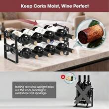 2-Tier 8-Bottle Stackable Countertop Wine Rack, Suitable For Cabinet Interior, Small Desktops, Dining Tables, Kitchens, Bars, Pantries And Compact Spaces - Black - View 4