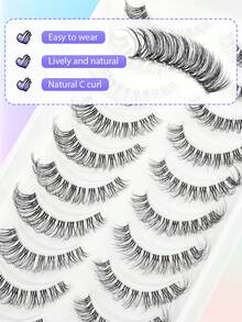 10对蓬松假睫毛 - 浓密纤长，交叉3D睫毛，可重复使用，柔软轻盈，貂毛般质感，打造迷人眼妆 - 黑色 - 查看 5