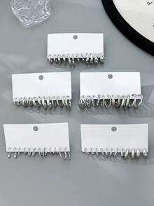 12/24/60pcs Vintage Punk Style Women Fashion Hoop Earrings Set, Bohemian Versatile Design, Suitable For Daily Wear, Dating, Party, Gift For Friends - Silver - View 3