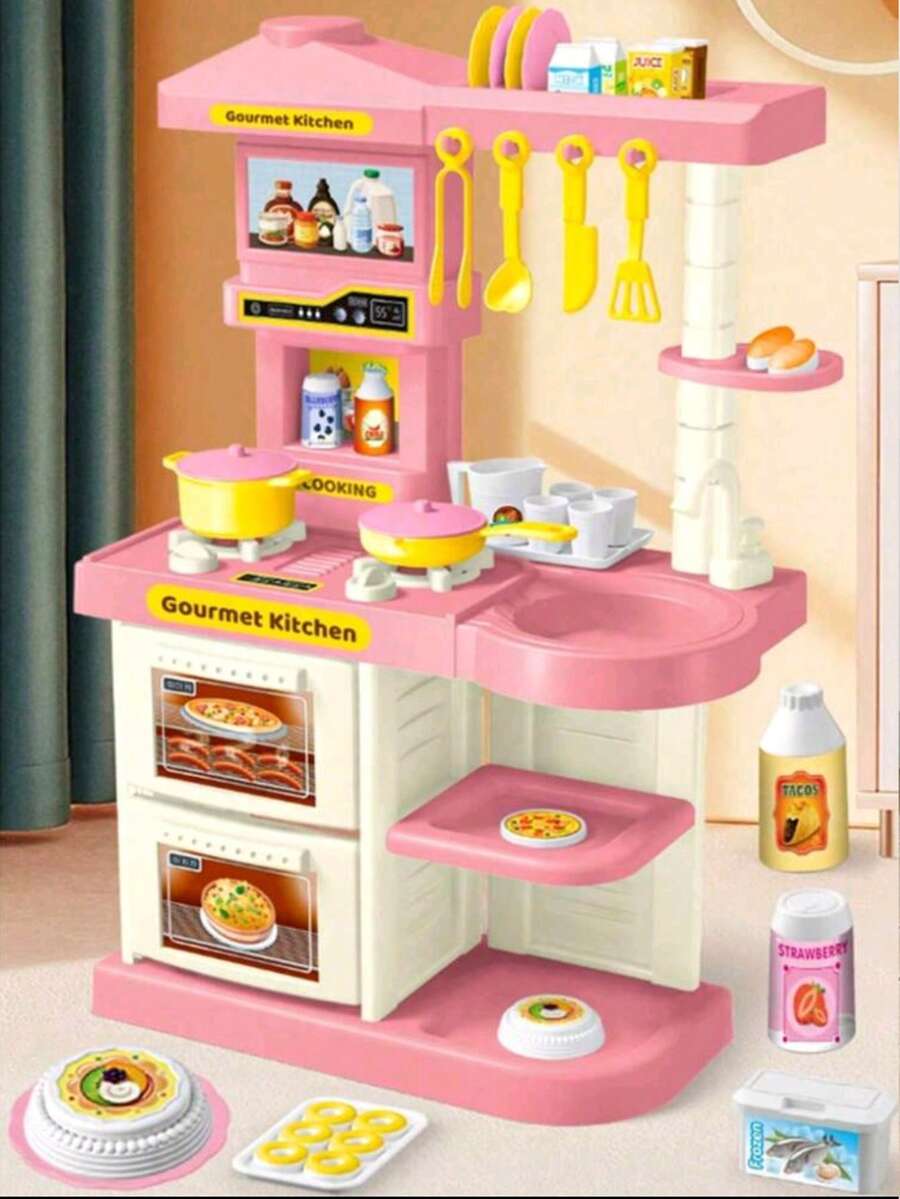 3-6 Years Old Kids Kitchen Playset, Suitable For Girls And Boys Over 3 Years Old, Includes Pots, Pans, Cooking Toys, Kitchen Toys, Cooking Game Set, Simulated Kitchenware Accessories Like Pots, Bowls, Pans (Random Colors)