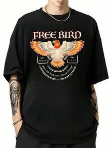 Free Bird 1973 Questo Uccello Non Può Cambiarsi T-Shirt Vintage in Cotone con Aquila Retrò - nero - Visualizzare 6