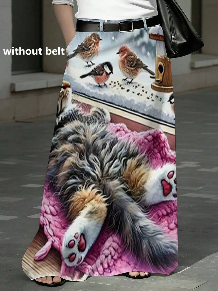 Plus Size Women Skirt Straight Cut With Pockets Vacation Style Without Belt Graphic Print For Holidays Daily Casual Comfortable Suitable For Leisure Sports Wear 250g - 彩色 - 查看 1