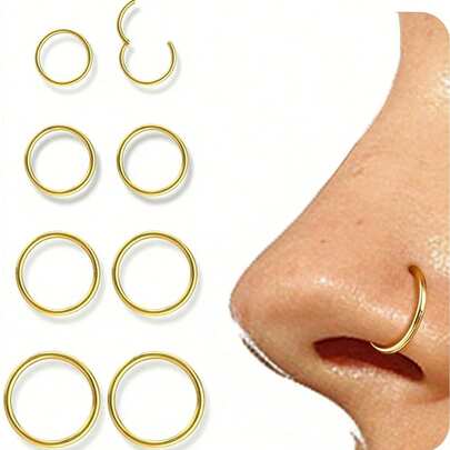 Bộ 1/4 khuyên mũi bằng thép không gỉ liền mạch, đường kính 6mm-12mm, chống gỉ và ăn mòn, đeo thoải mái, phù hợp cho xỏ khuyên mũi/tai/sụn/môi, unisex, thích hợp đeo hàng ngày, dự tiệc, lễ Phục sinh, ngày Cá tháng Tư, lễ tốt nghiệp.