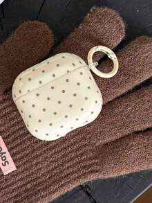 Minimalist Black And White Polka Dot Pattern Bluetooth Earphone Case For Apple AirPods 3, Soft Protective Case, Compatible With Apple AirPods 4/2 Wireless Bluetooth, Pro New Third/Second Generation, Niche Heart-Shaped Pendant Anti Drop Compatible With AirPods First Generation Birthday Gift Party - Màu Khaki - Xem 5