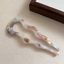 奢華醋酸纖維波浪髮夾 | 優雅法式風格女士髮叉 | 時尚髮飾，可用於固定髮髻與盤髮造型 | 適合日常配戴、婚禮與正式場合 | 耐用設計，長久使用 | 經典設計提升髮型質感，新娘配件 - 多色B - 查看 14