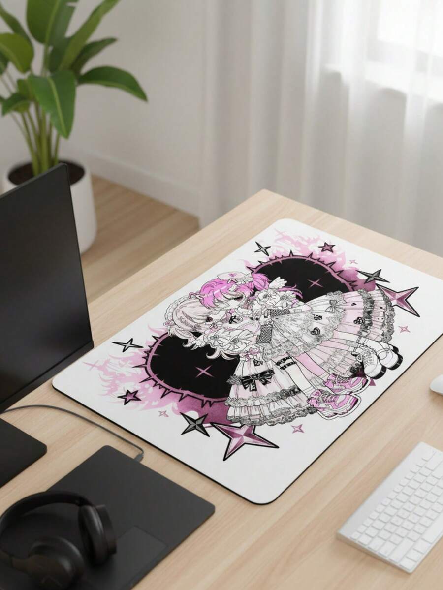 Tấm lót chuột chơi game cỡ XXXL cực lớn, chống thấm nước và chống trượt, kích thước 39,37"X19,69", đế cao su với bề mặt vải, họa tiết cô gái anime Lolita, thảm trải bàn cỡ lớn cho bàn phím và máy tính, tương thích với chuột có dây và không dây, sử dụng tại văn phòng và nhà, món quà tuyệt vời cho Ngày của Mẹ. - Xem 1