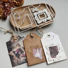 1 pieza Troquelado de estilo vintage para bolsillo y marcador, molde de metal creativo hecho a mano para manualidades de scrapbooking, tarjetas, sobres, álbumes, estampado en relieve de papel - A - Ver 2