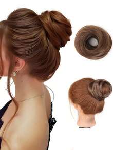 Búi tóc giả 3 inch được cố định bằng dây chun giúp giữ phần đuôi tóc và kéo dài búi tóc. Thích hợp cho phụ nữ, cũng có thể dùng như kiểu tóc đuôi ngựa. - Nhiều màu - Xem 20
