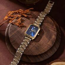 New Luxury Steel Strap Women's Watch, Fashionable Minimalist Square Quartz Wristwatch For Female Students - Gold - View 3