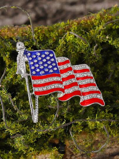 1pc Vintage American Flag Brooch, Minimalist Design For US Independence Day 250th Anniversary, July 4th National Day Accessory, Patriotic Gift For Women