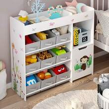 Estantería para juguetes, estante con 9 cajas de almacenamiento, organizador de juguetes, amplio espacio de almacenamiento, librería - Blanco - Ver 3