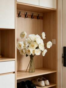 1/3pcs Artificial Reni Flower Bouquet - Artificial Flowers; 5 Flowers Per Stem, European Style Decorative Floral Arrangement Suitable For Home Living Room, Soft & Lifelike Petals, Elegant & Romantic Style, High-Quality Silk Material, Ideal For Autumn/Winter Decor - White - View 7